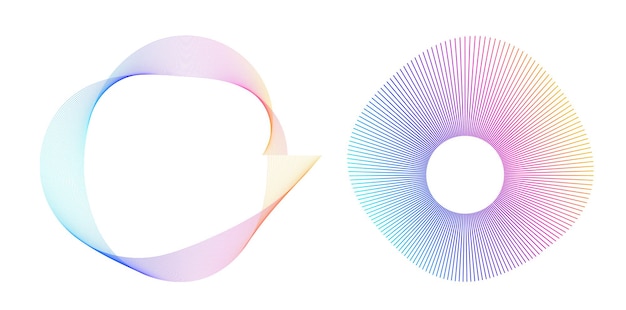 Définir un cercle d'éléments de conception Isolé des couleurs vectorielles audacieuses de l'anneau doré de la lueur abstraite des rayures ondulées de nombreux tourbillons scintillants créés à l'aide de l'outil de fusion Illustration vectorielle EPS10 pour votre présentation
