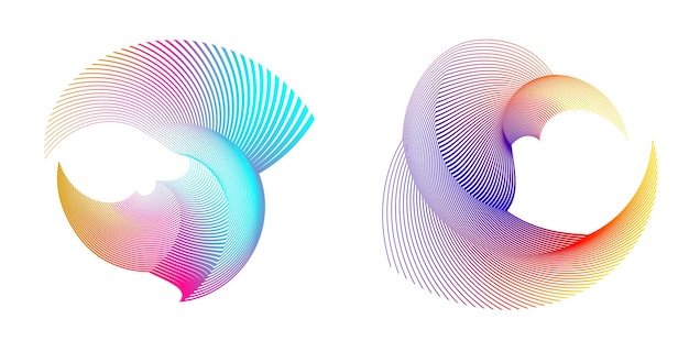 Définir un cercle d'éléments de conception Isolé des couleurs vectorielles audacieuses de l'anneau doré de la lueur abstraite des rayures ondulées de nombreux tourbillons scintillants créés à l'aide de l'outil de fusion Illustration vectorielle EPS10 pour votre présentation