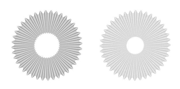 Définir un cercle d'éléments de conception Isolé des couleurs vectorielles audacieuses de l'anneau doré de la lueur abstraite des rayures ondulées de nombreux tourbillons scintillants créés à l'aide de l'outil de fusion Illustration vectorielle EPS10 pour votre présentation
