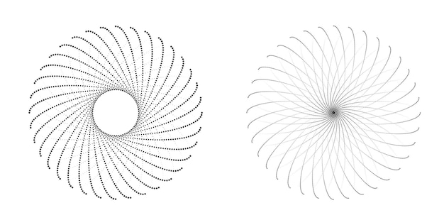 Définir Un Cercle D'éléments De Conception Isolé Des Couleurs Vectorielles Audacieuses De L'anneau Doré De La Lueur Abstraite Des Rayures Ondulées De Nombreux Tourbillons Scintillants Créés à L'aide De L'outil De Fusion Illustration Vectorielle Eps10 Pour Votre Présentation