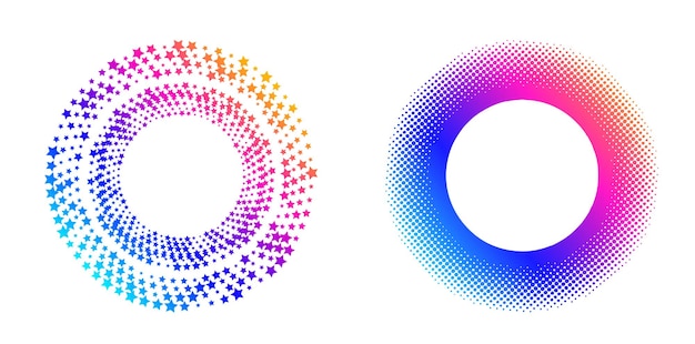 Définir un cercle d'éléments de conception Isolé des couleurs vectorielles audacieuses de l'anneau doré de la lueur abstraite des rayures ondulées de nombreux tourbillons scintillants créés à l'aide de l'outil de fusion Illustration vectorielle EPS10 pour votre présentation