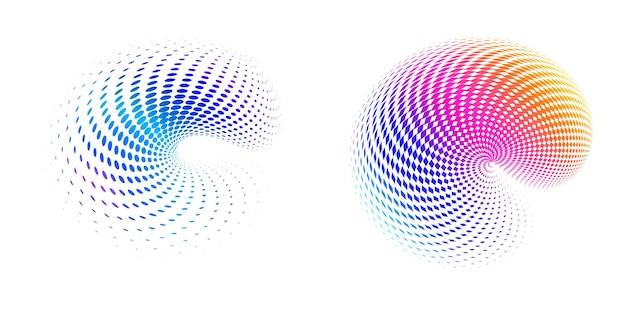 Définir un cercle d'éléments de conception Isolé des couleurs vectorielles audacieuses de l'anneau doré de la lueur abstraite des rayures ondulées de nombreux tourbillons scintillants créés à l'aide de l'outil de fusion Illustration vectorielle EPS10 pour votre présentation