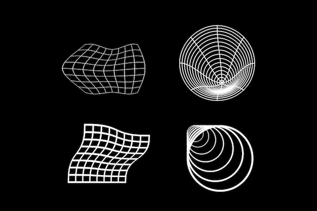 Définir la collection de conception de vecteur wareframe 3D