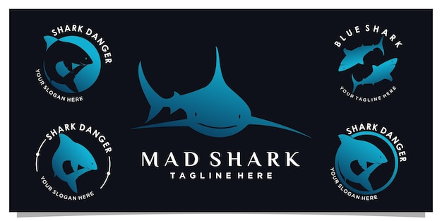 Définir La Conception Du Logo De Requin Avec Un Concept Simple D'élément Vecteur Premium