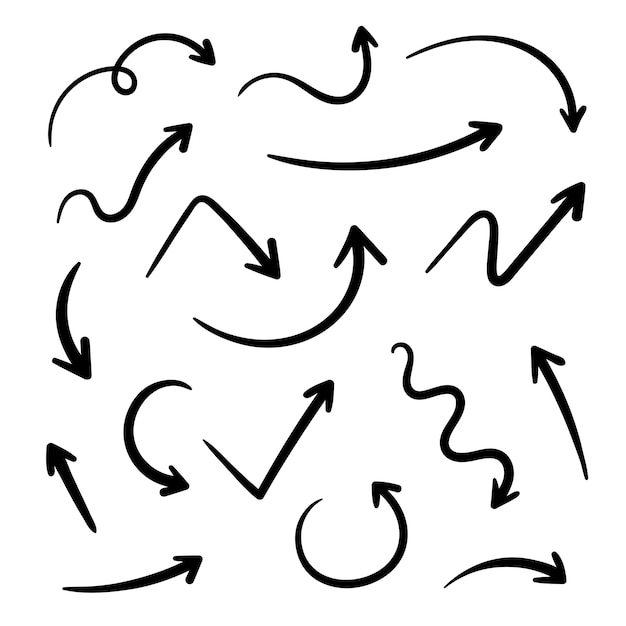 définir différentes flèches dessinées à la main