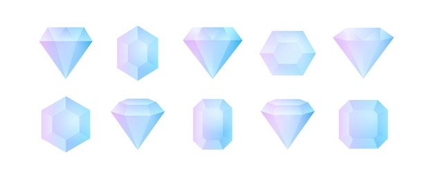 Définir Différentes Formes De Pierres Précieuses Colorées éléments De Conception D'art De Gradient De Diamant Conception Graphique D'illustration Vectorielle