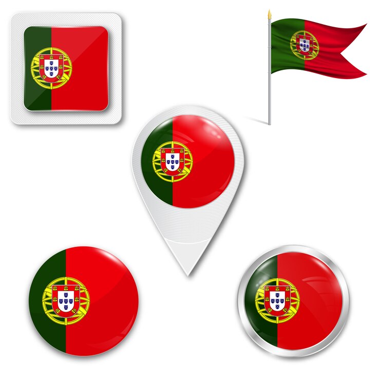 Vecteur définir le drapeau national des icônes du portugal