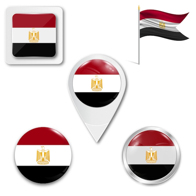 Vecteur définir le drapeau national des icônes de l'egypte