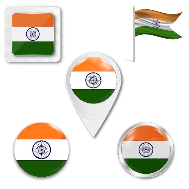 Définir Le Drapeau National Des Icônes De L'inde