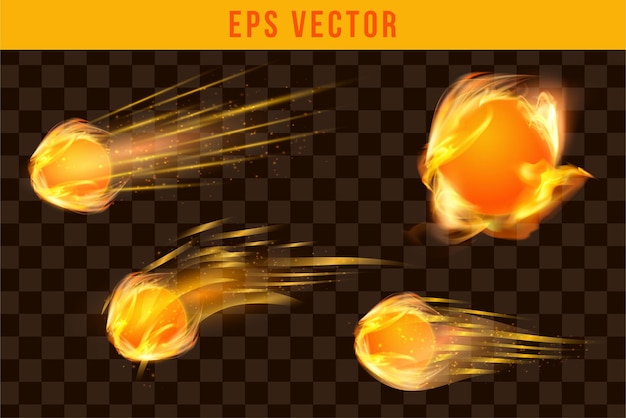 Vecteur définir l'effet de boule de feu eps vector glow objet illuminé isolé