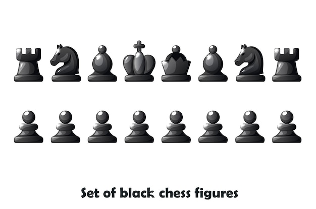 Définir des figures noires pour le symbole de vecteur de jeu de plateau de stratégie d'échecs