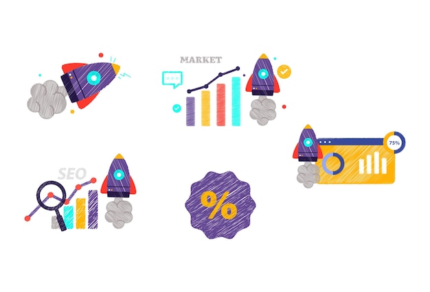 définir la fusée de collecte et l'analyse des données illustration vectorielle scribe eps 10