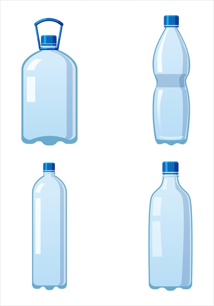 Définir L'icône De Bouteilles D'eau En Plastique Récipient De Liquide Vide Boisson Avec Bouchon à Vis Pour Boire Des Boissons