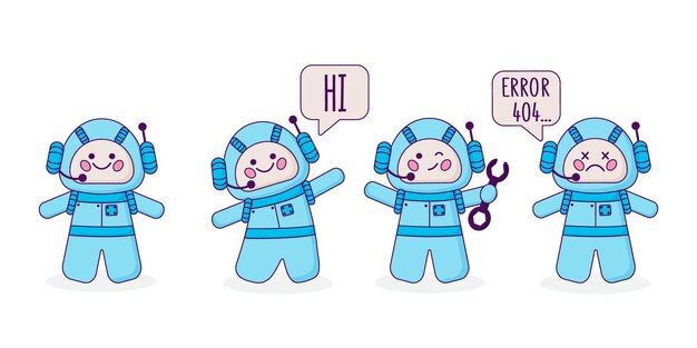 Définir l'icône du bot de chat. Assistant virtuel pour le site Web. Concept de chatbot pour le service client.