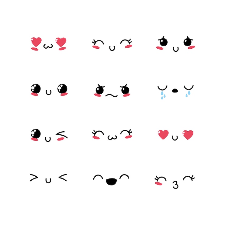 Vecteur définir l&#39;icône du design kawaii emoji emotion