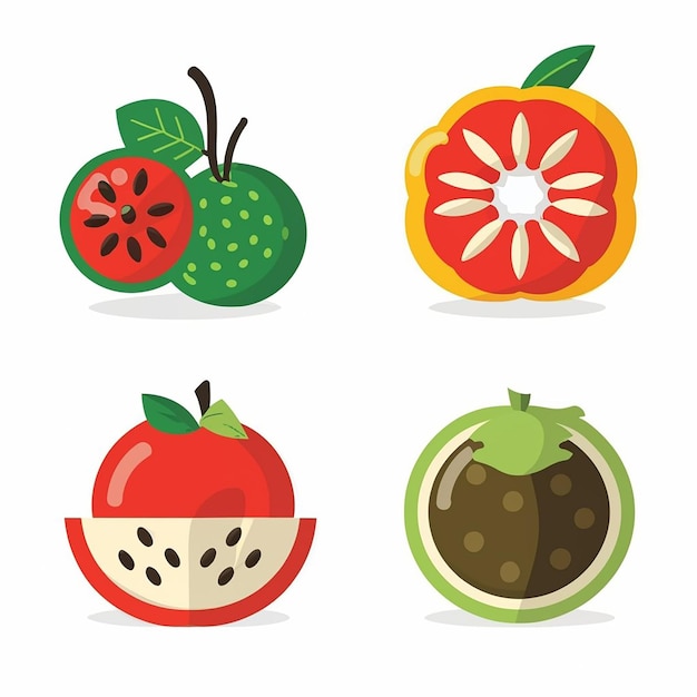 Vecteur définir l'icône des fruits et légumes d'été délicieux