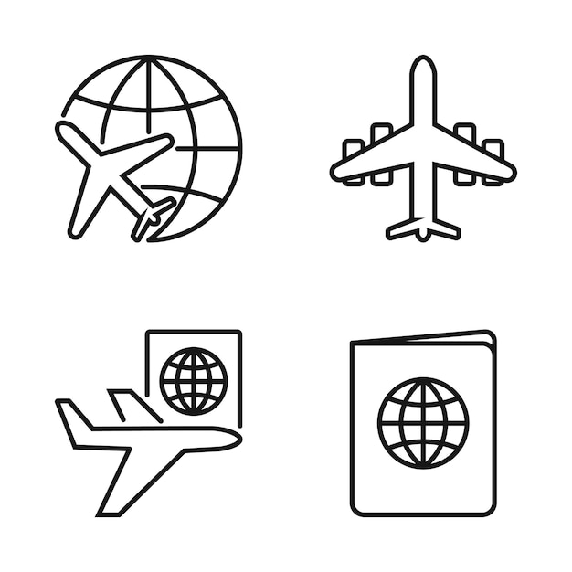 Définir l'icône de l'illustration du vecteur de voyage isolée sur fond blanc à l'aide du site Web de présentation ou de l'application mobile