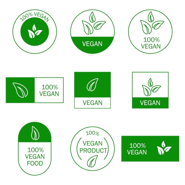 Définir Une Icône Végétalienne à Plat Sur Fond Blancbioecologyorganic Logos Et Badges