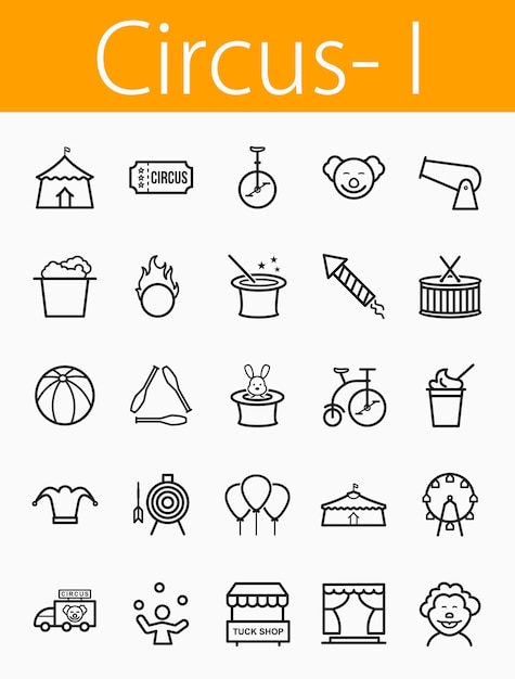Vecteur définir les icônes de la ligne de cirque