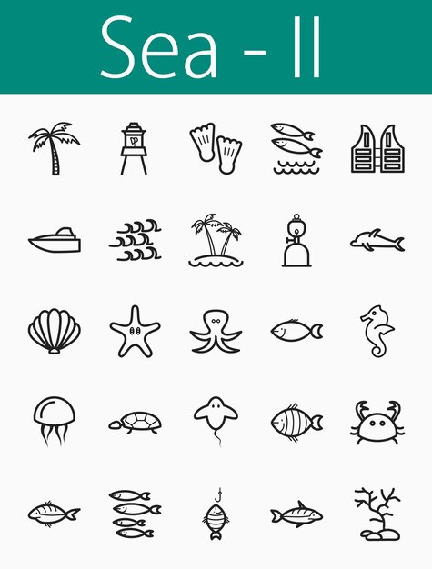 Vecteur définir les icônes de la ligne de mer