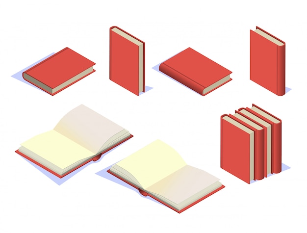 Définir des icônes de livre en isométrique