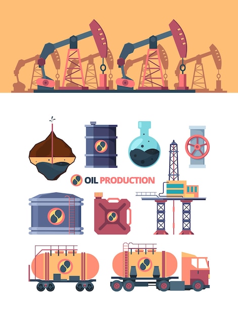 Vecteur définir l'illustration des produits pétroliers