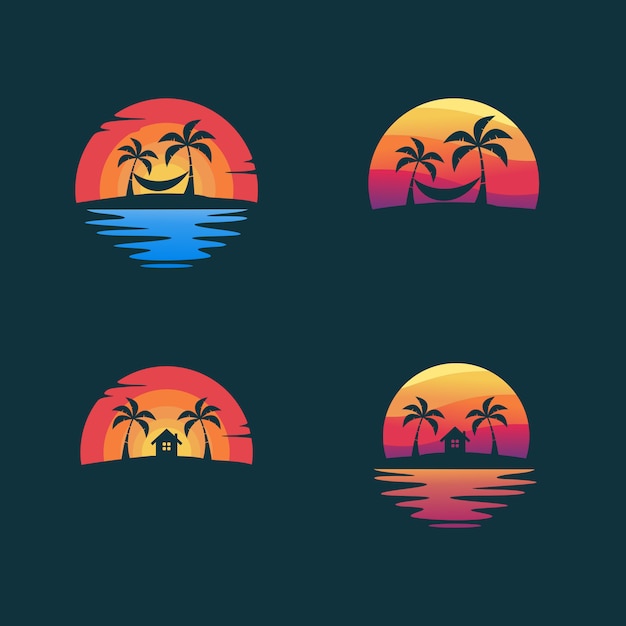 Définir L'illustration Vectorielle De Plage Design