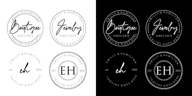 Vecteur définir le logo de bijoux de boutique de timbre de cercle de luxe
