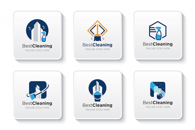 Vecteur définir le logo et l'icône de nettoyage