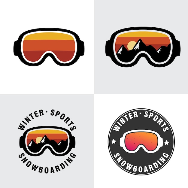 Définir des lunettes pour le style plat d'équipement de sport de sports d'hiver