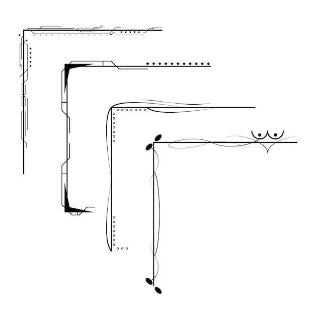 Définir Main Dessiner Des Coins Différentes Formes Décoration Florale Conception Vectorielle Style De Croquis Doodle