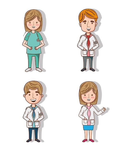 définir des médecins professionnels avec stéthoscope et uniforme
