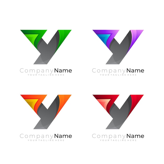 Définir Le Modèle De Logo Lettre Y. Simple Icône Y Colorée