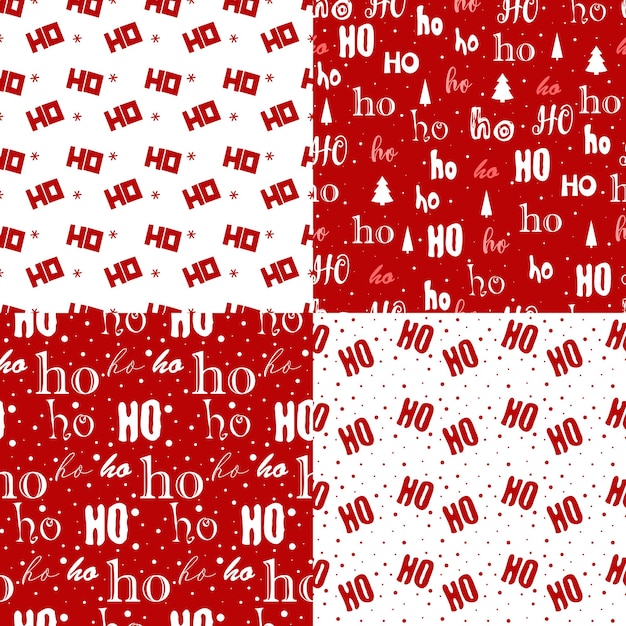 Définir le modèle sans couture de Noël avec texte ho ho ho avec fond rouge Lettrage à la main salutation Noël