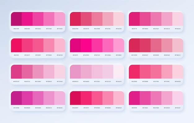 Définir La Palette De Couleurs Pantone Rose En Rgb Hex Palette De Couleurs De Style Neumorphique Du Catalogue De Couleurs Roses Pour L'interface Utilisateur