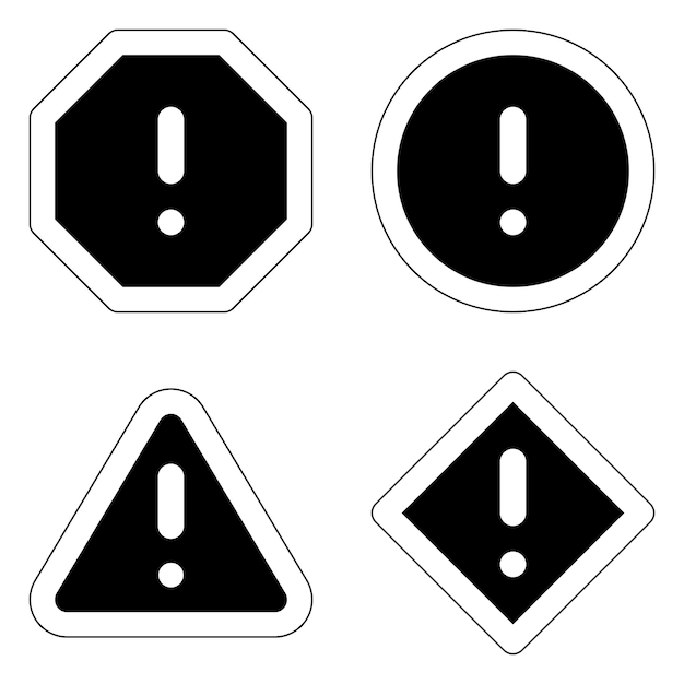définir un point d'exclamation de contour alerte dangers avertissement avertissement icône signe vecteur site web de conception plate