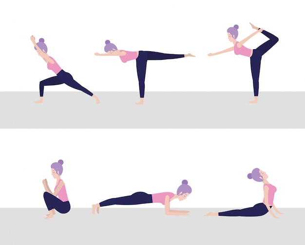 Vecteur définir la position d'équilibre yoga formation femme