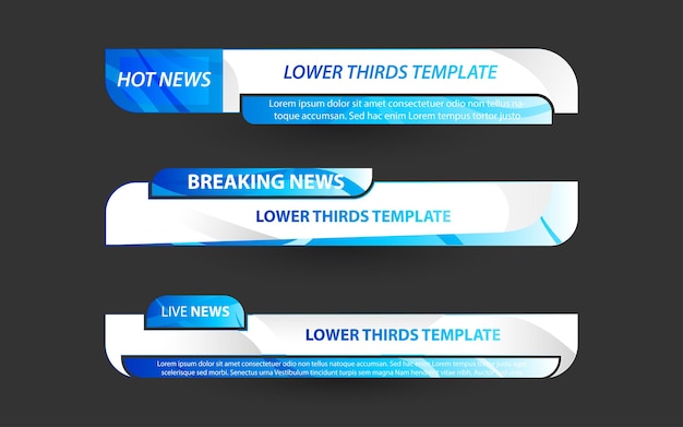 Définissez Des Bannières Et Des Tiers Inférieurs Pour La Chaîne D'informations Avec Des Couleurs Blanche Et Bleue