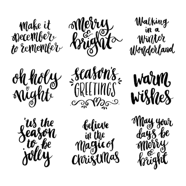 Définissez La Citation De Dessin à La Main Dans Un Style Calligraphique à La Mode Pour Joyeux Noël