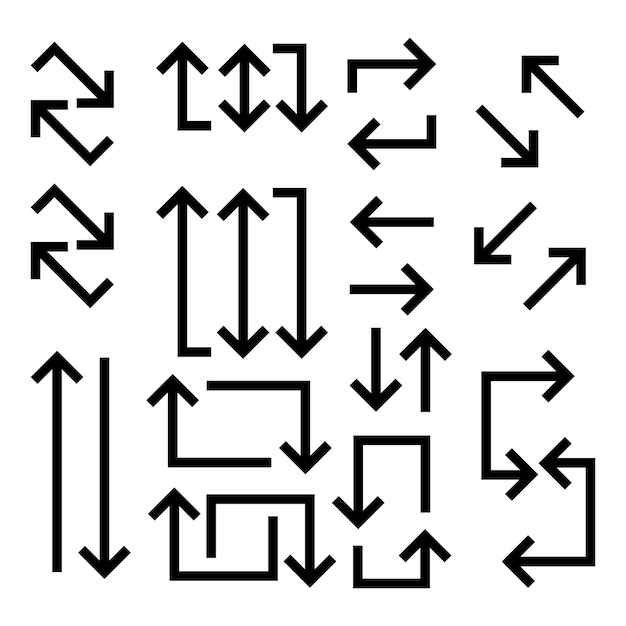 Définissez les icônes fléchées. Icônes de pointeurs vectoriels pour les éléments de conception de navigation Web. Illustration vectorielle EPS 1