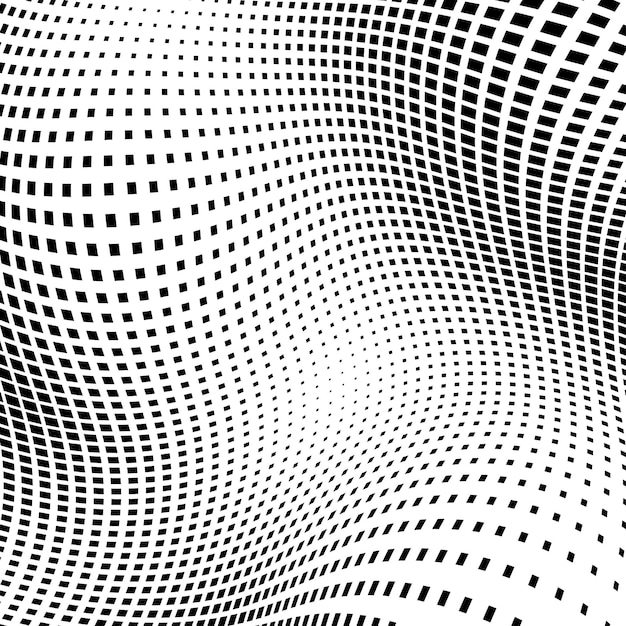 Déformer l'illustration vectorielle de fond carré demi-teinte noir