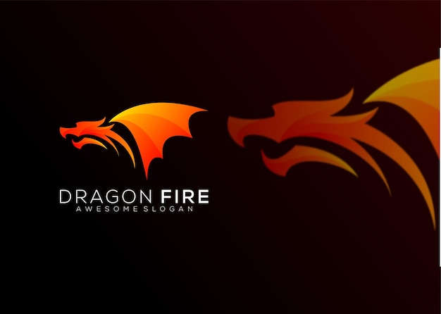 Dégradé de conception de logo de feu de dragon coloré