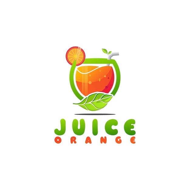 Vecteur dégradé de conception de logo de jus d'orange frais