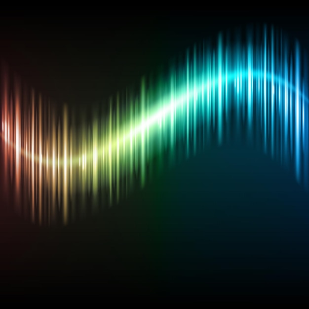 Dégradé illuminé onde sonore musique numérique mouvement noir affiche fond modèle vecteur
