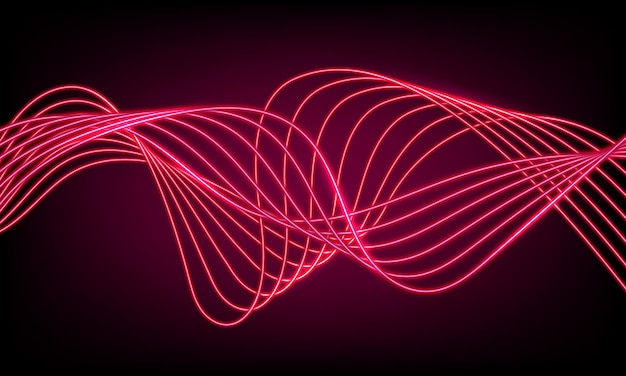 Vecteur dégradé d'onde de néon rose abstrait avec une ligne rougeoyante sur fond sombre toile de fond créative futuriste