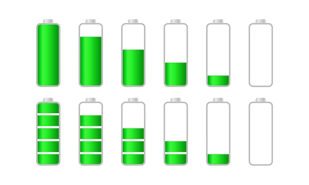Degré De Charge De La Batterie Niveau De L'indicateur De Puissance Vert Avec Niveaux De Charge Vectoriels Maximum Et Minimum