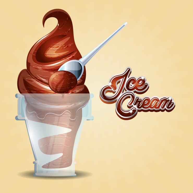 Vecteur délicieuse glace en verre avec cuillère