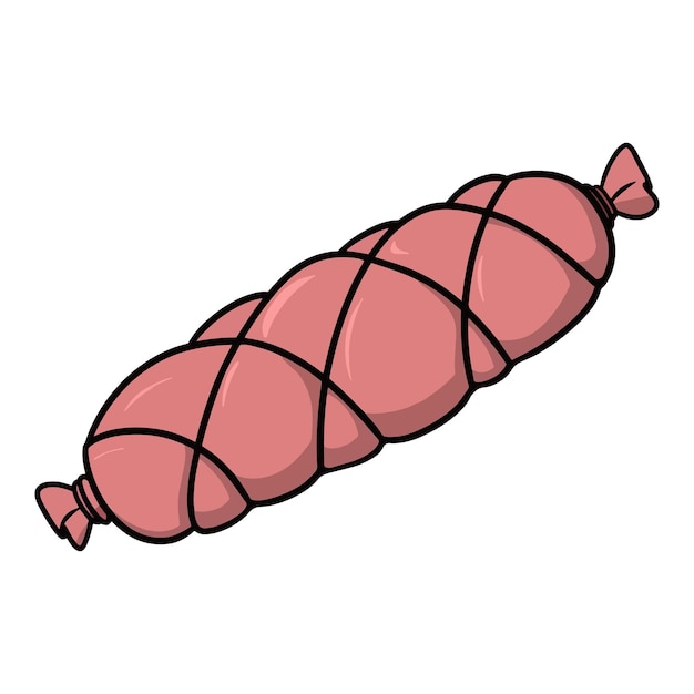 Vecteur délicieuse illustration de dessin animé de vecteur de saucisse fumée rose