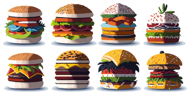 Délicieuse illustration vectorielle de hamburgers gastronomiques