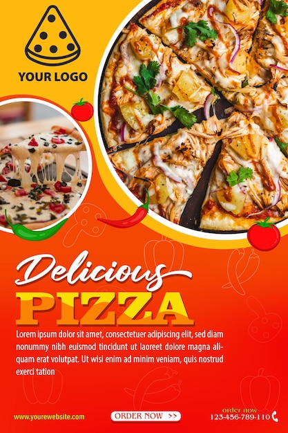 Vecteur délicieuse pizza modèle de médias sociaux vecteur premium vecteur premium
